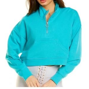 WeWoreWhat- Cropped Terry Half Zip Sweatshirt BNWT Size M